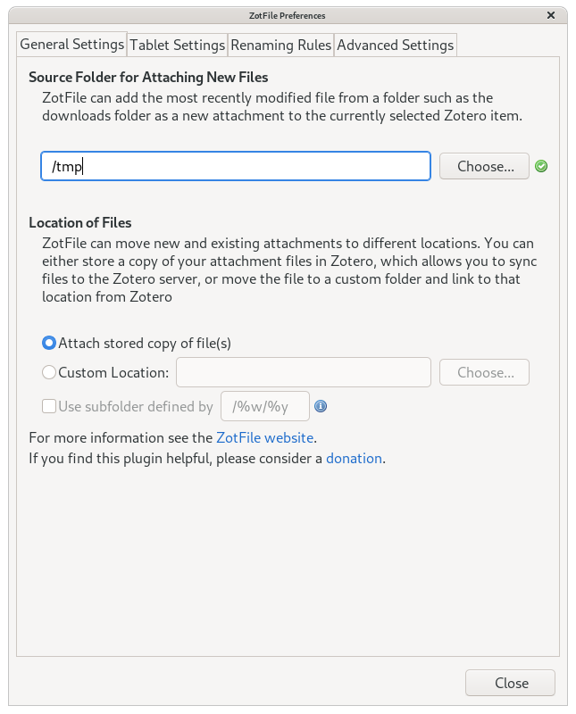 Configuration of Zotfile directory